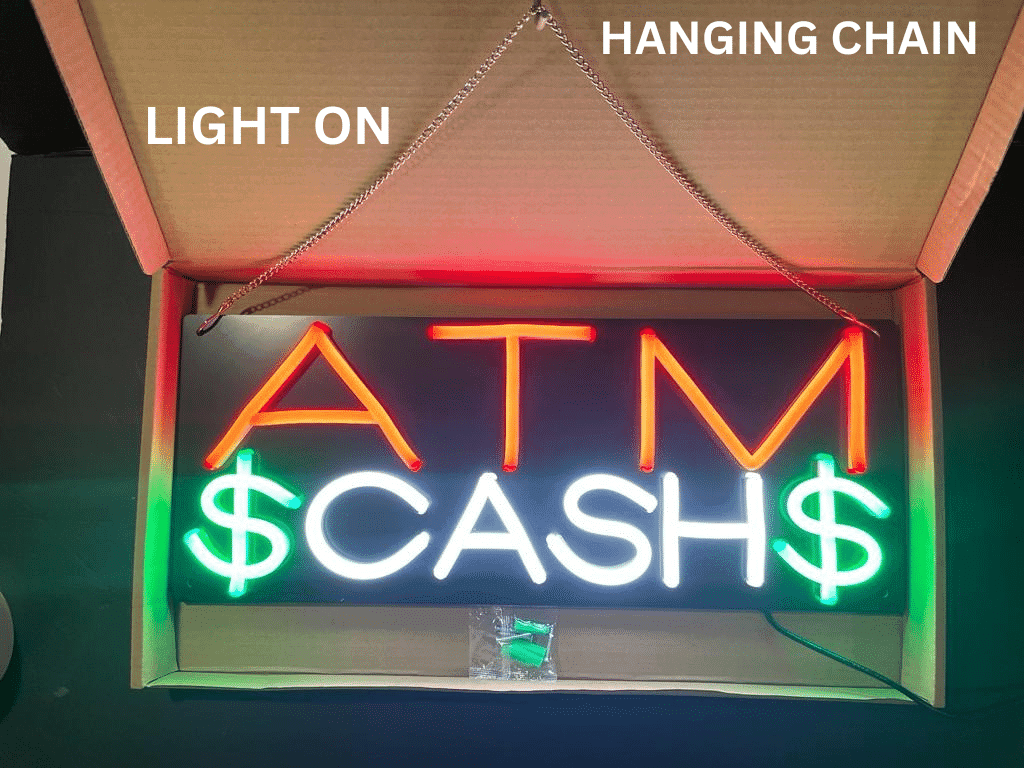 Neon ATM Sign ( Red, white, Green )