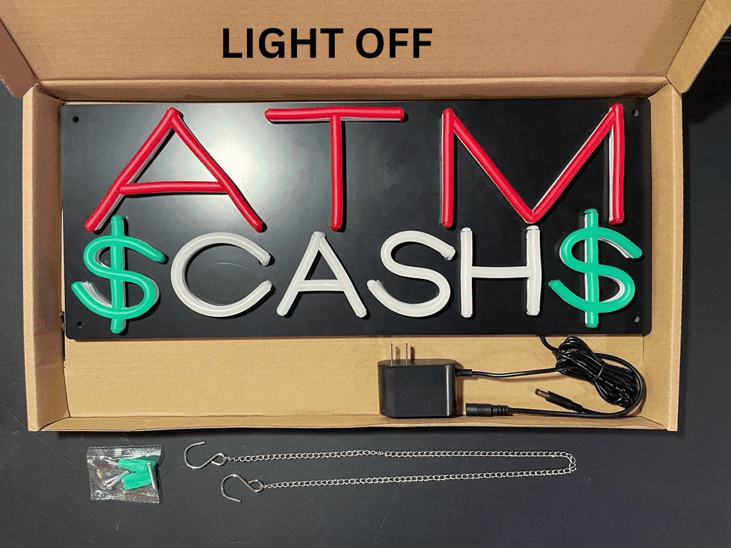 Neon ATM Sign ( Red, white, Green )