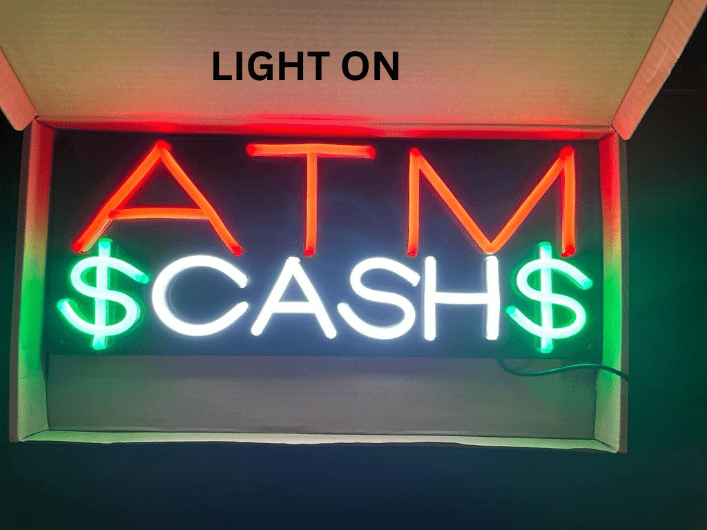 Neon ATM Sign ( Red, white, Green )