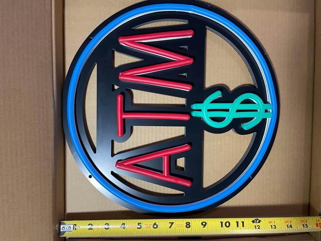 Round ATM Neon Sign ( Red, blue, sky-blue )