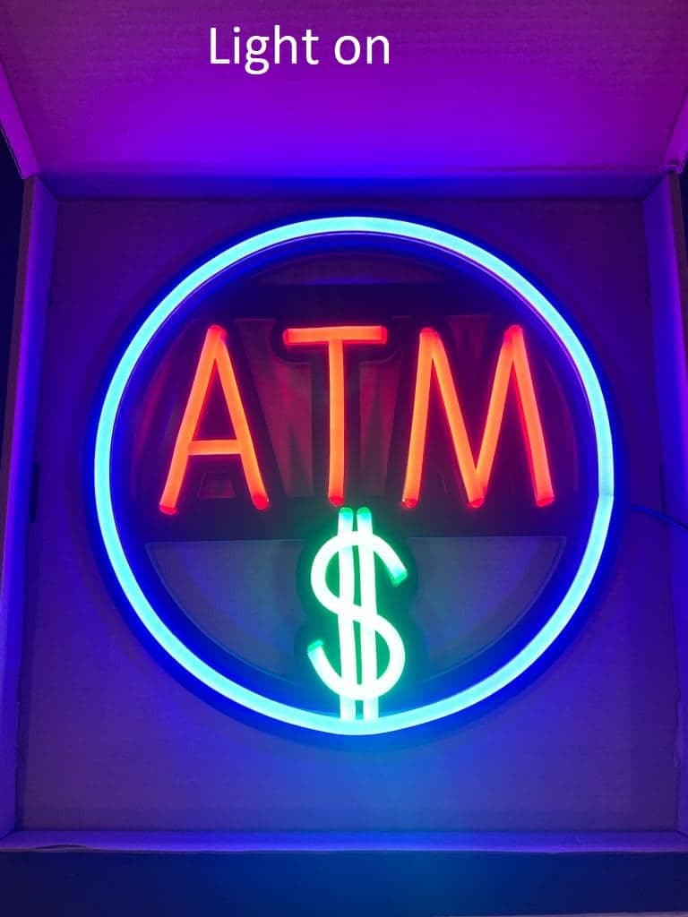 Round ATM Neon Sign ( Red, blue, sky-blue )