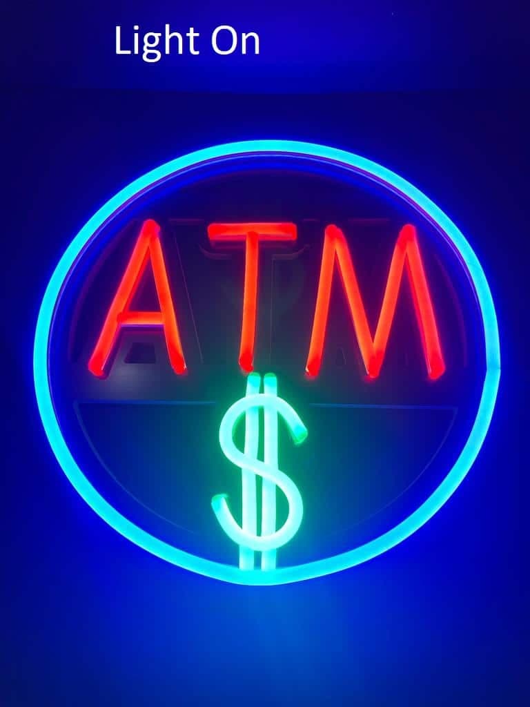 Round ATM Neon Sign ( Red, blue, sky-blue )