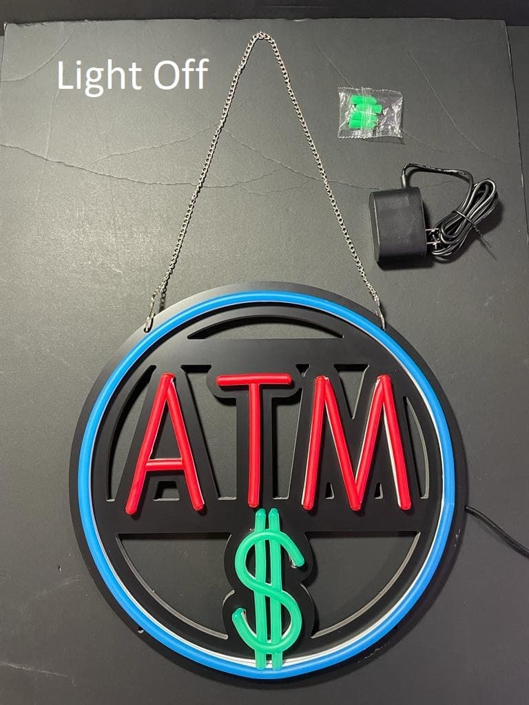 Round ATM Neon Sign ( Red, blue, sky-blue )