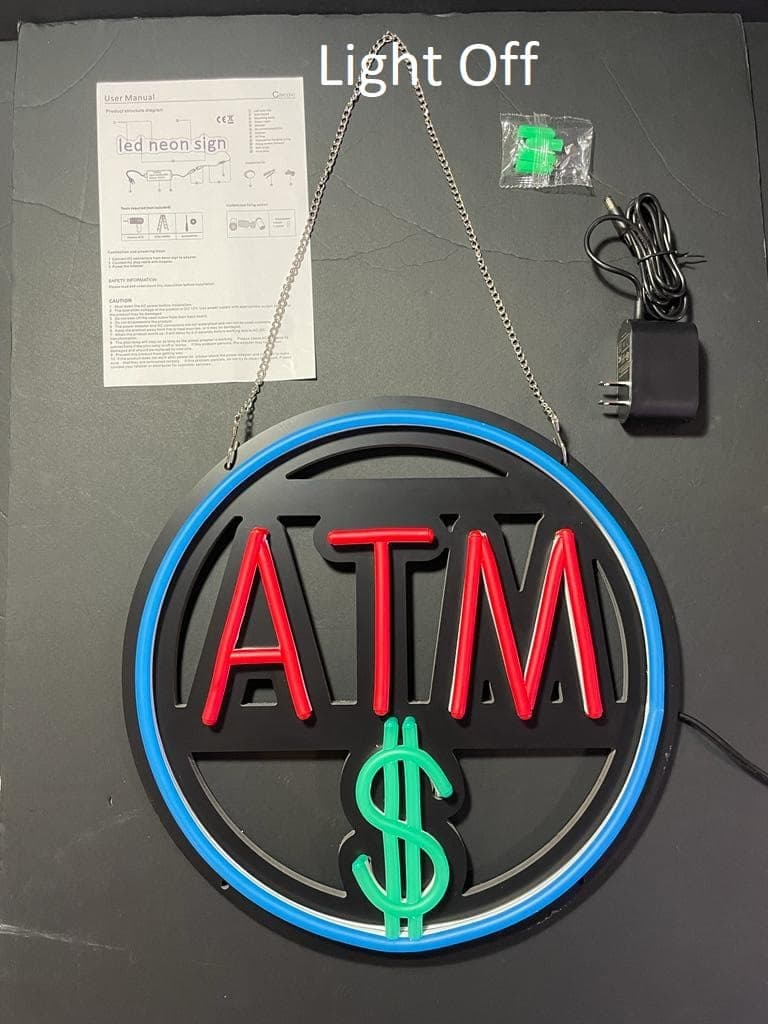 Round ATM Neon Sign ( Red, blue, sky-blue )