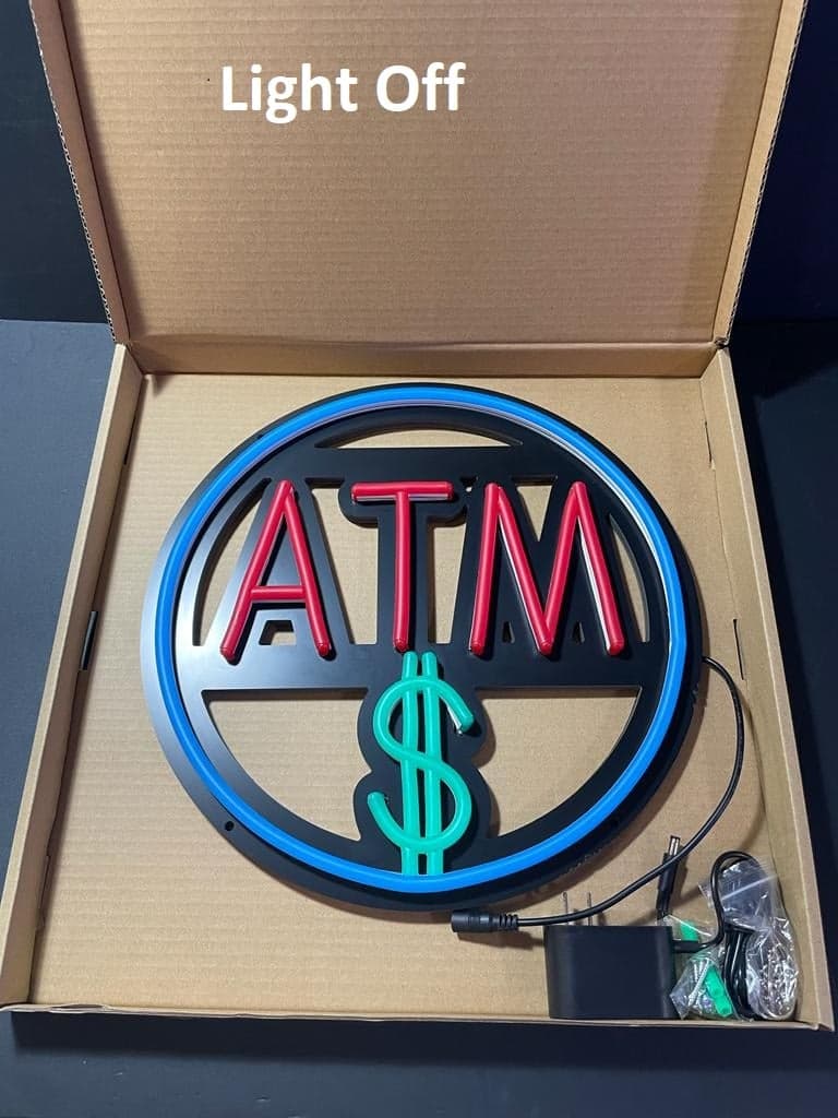 Round ATM Neon Sign ( Red, blue, sky-blue )