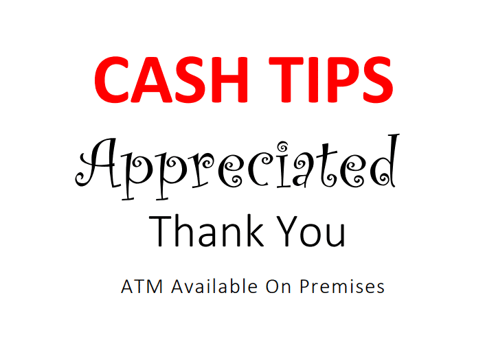 Cash tips signs for free - Only for Download