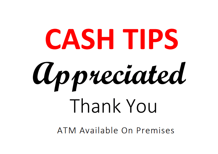 Cash tips signs for free - Only for Download