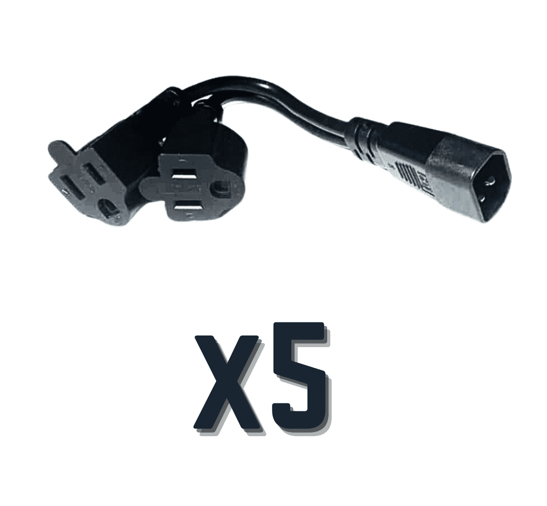 Pack of 5 Cable Extension Cord Splitter for ATMs. (Used to power modems, digital toppers and more)
