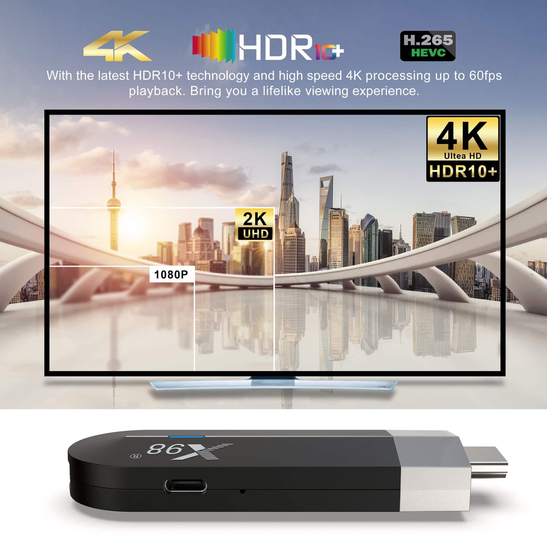 4GB+32GB Android 11 TV Stick 4K Ultra HD Streaming Media Player Quad-Core TV Box