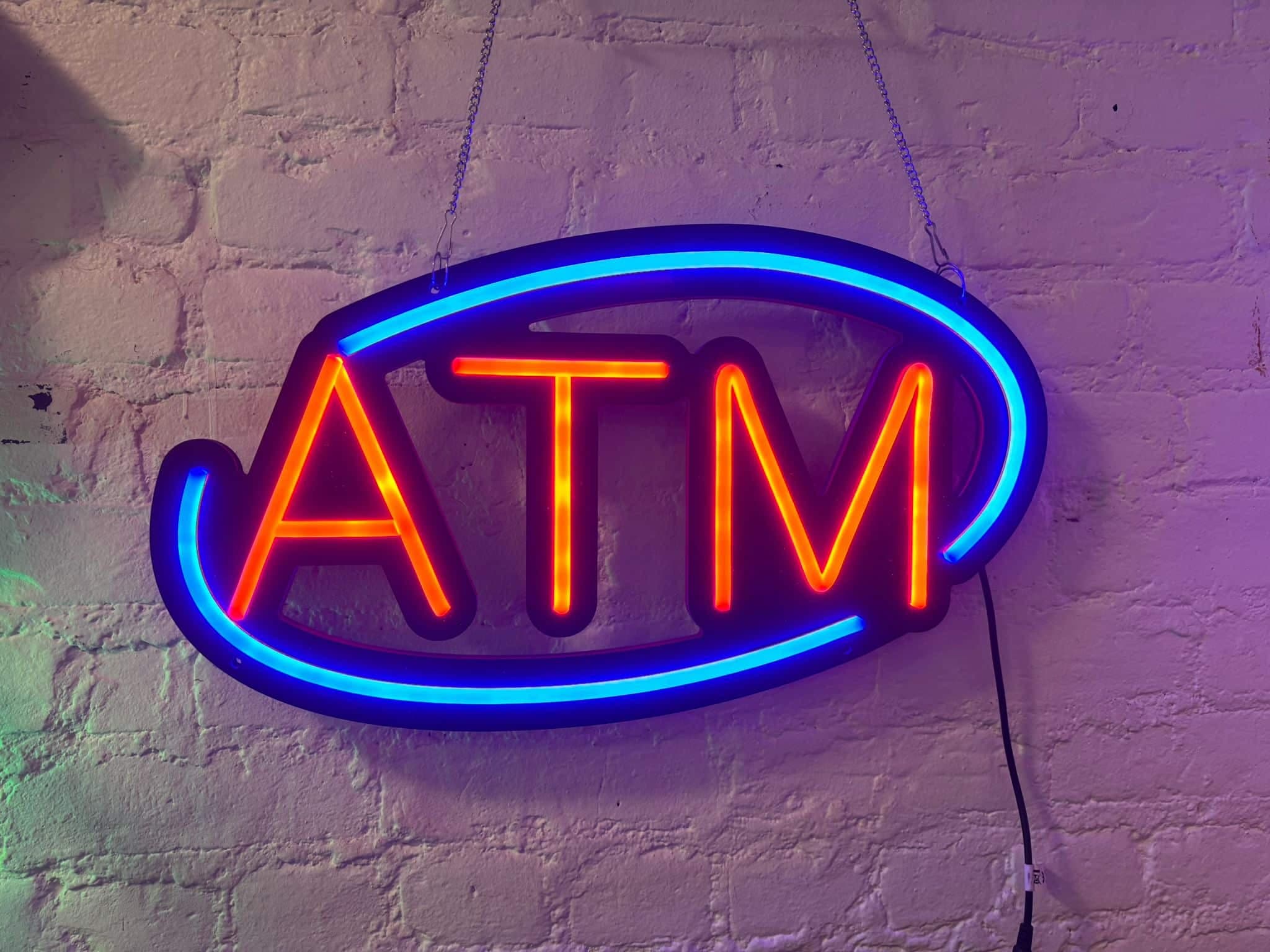ATM Neon Sign Oval Shape (Blue)