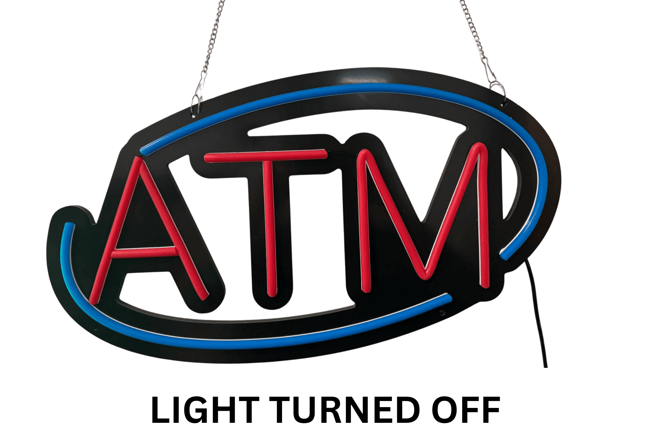 ATM Neon Sign Oval Shape (Blue)