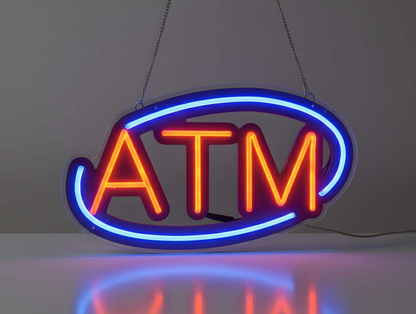 ATM Neon Sign Oval Shape (Blue)