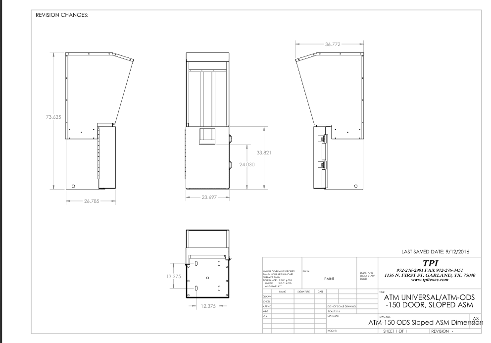Outdoor Sloped Top ATM Enclosure with Free Shipping / Buy Now Pay Later available