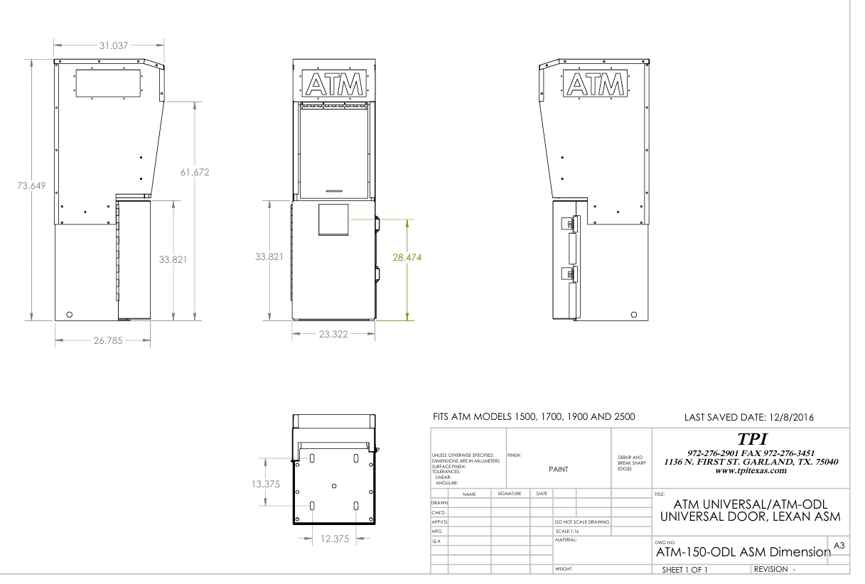ATM Enclosure with Lexan Lighted Topper For Secure Indoor & Outdoor Installations