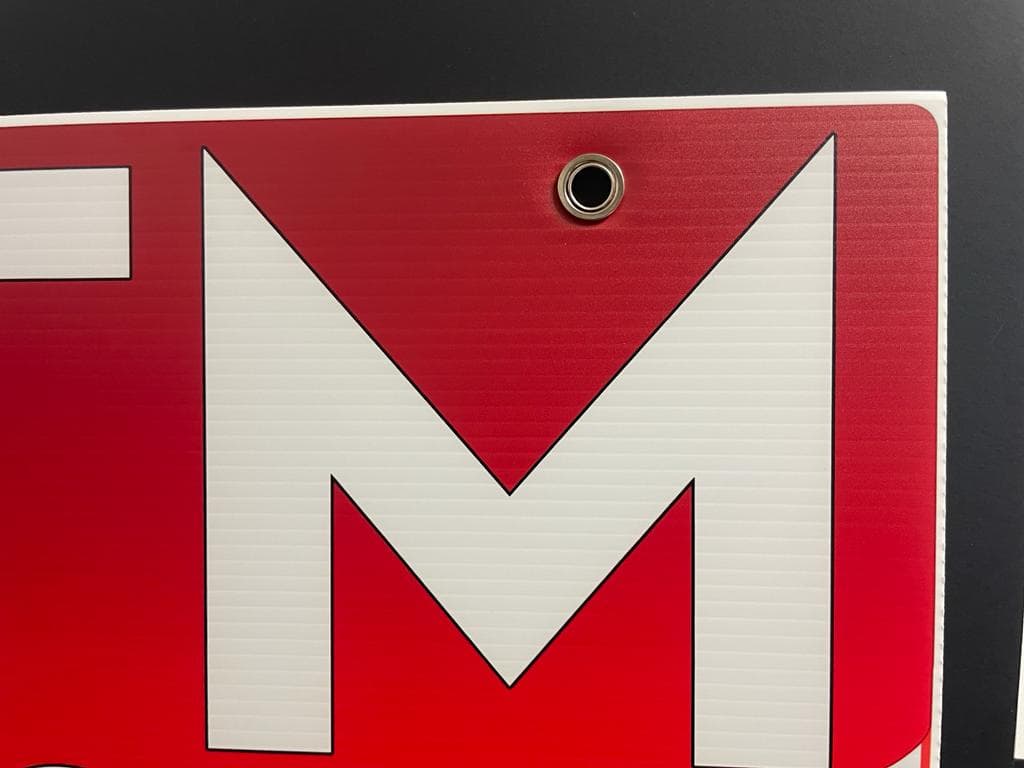 Double-Sided Coroplast ATM Sign with Metal Grommet - 16x24 Inches (Red)